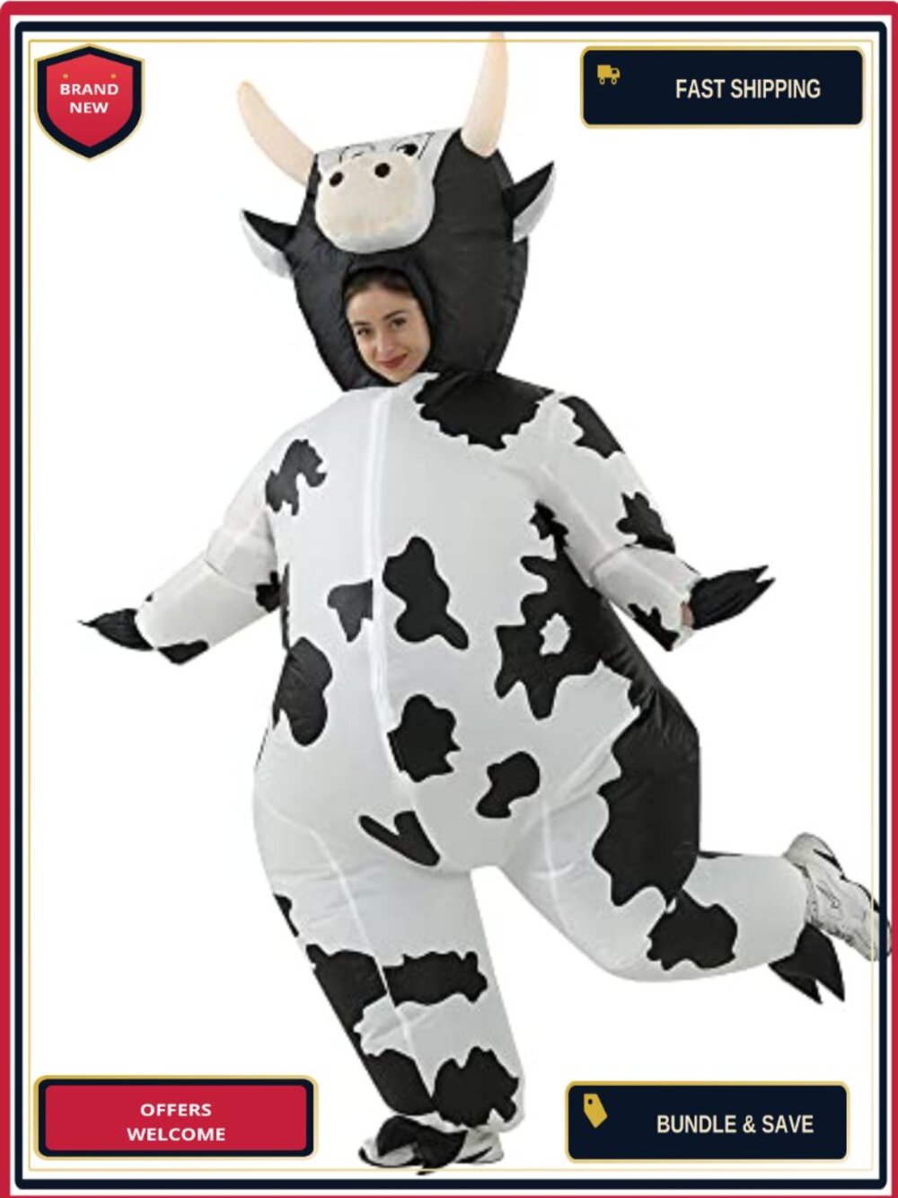 Inflatable Cow Costume Adult Blow Up Funny Halloween Christmas Cosplay Suit